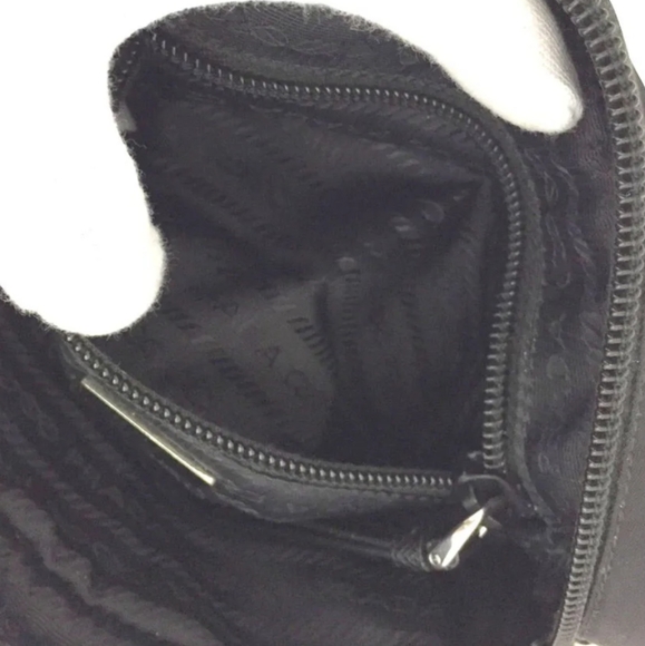 PRADA LOGO PLATE NYLON LEATHER COSMETIC POUCH BAG/1A8344 - Picture 7 of 13